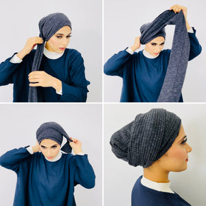 TurbanTube20 - charcoal ribbed