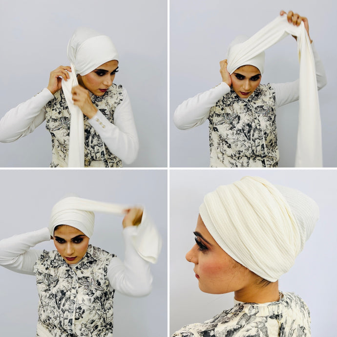 TurbanTube20 - ivory ribbed