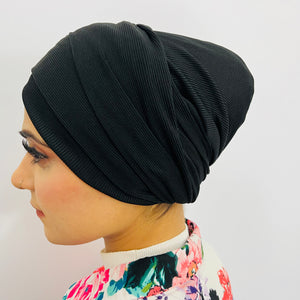 TurbanTube20 - black ribbed