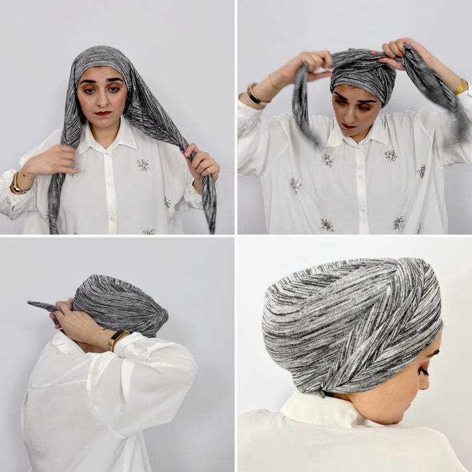 TriTurban21 - woven grey matrix