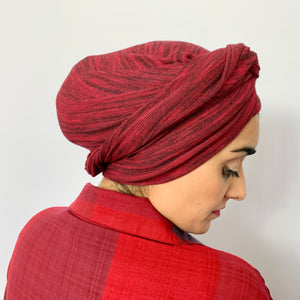 TriTurban21 - woven cranberry