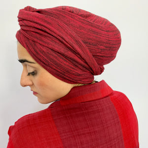 TriTurban21 - woven cranberry