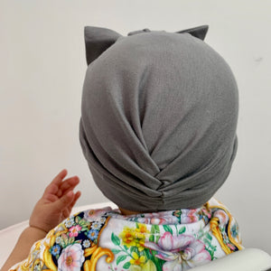 Girls TurbanHat in silver grey - 0 to 1 yrs